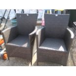 2 rattan outside dining chairs