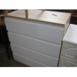 Limed oak and cream chest of 4 drawers