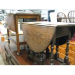 Small oak gate leg occasional table and oak trolley with drop sides