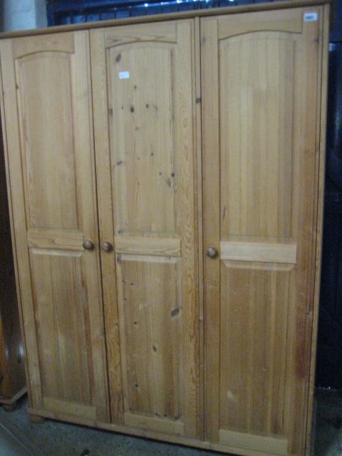 Pine triple door wardrobe