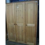 Pine triple door wardrobe