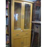 Oak glazed cabinet with drawer and cupboard under