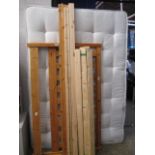 Pine double bed frame and mattress