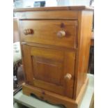 Pine bedside unit with cupboard and drawer