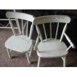 Pair of green painted children's chairs