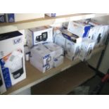 Shelf containing large quantity of various LAP security wall lights