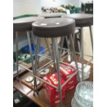 4 Leather upholstered metal bar stools
