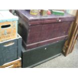 Stack of 2 wooden storage trunks