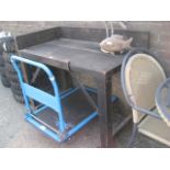 Vintage wooden and metal workbench