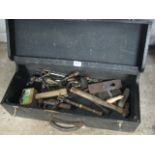 (5) Black painted toolbox containing quantity of manual hand tools