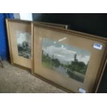 2 framed and glazed prints of river scenes