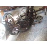 Large quantity of various sized metal wheels