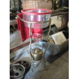 Ornamental free standing brass washstand with kettle and glass bowl