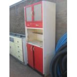 Vintage red fronted wooden cabinet