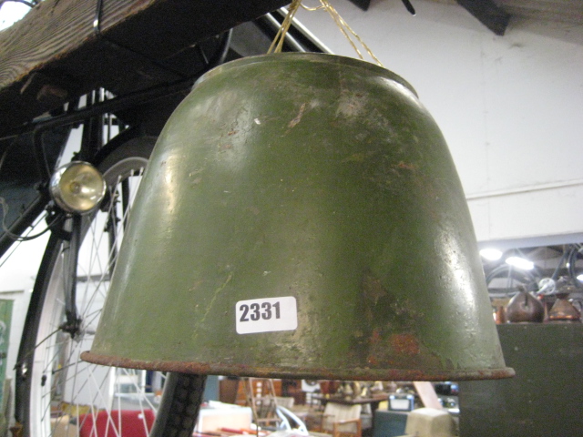 Industrial green painted metal light shade