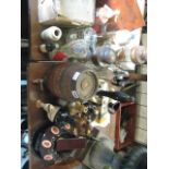 Group of beer and spirit bottles and collectibles, incl. sherry barrel, various ash trays, beer