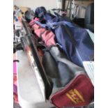 4 sets of skis with part accessories to incl. pole, boots, fittings etc.
