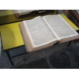 Mid century metal framed occasional table with yellow melamine surface