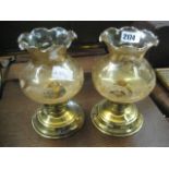 (1) Two 1970's electric lanterns with glass shades