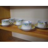 Set of 5 Gieshe porcelain limoni cups and saucers