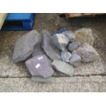 Small quantity of various garden slate and rockery