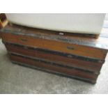 Wooden banded chest with campaign style handles