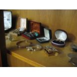 Quantity of cased jewellery and watches to incl. necklaces, brooches, rings, together with 2