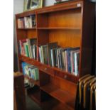 2 yew open front bookshelves with 2 central drawers