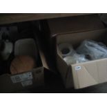 3 boxes of various kitchenware and planters