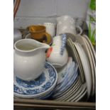 Crate containing ceramics and glassware