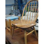 Stick back dining chair and small stool with woven seat