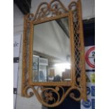 Cane framed rectangular wall mirror