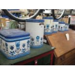 (2322) Set of graduated floral patterned kitchen tins