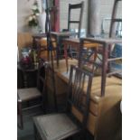 3 cane seated chairs and 1 rush seated chair