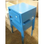 Pair of modern blue metal stackable tables