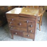 Georgian mahogany gentlemans dressing unit with arrangement of 5 asymmetrical drawers