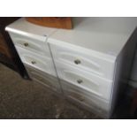 Pair of modern off white 3 drawer bedsides