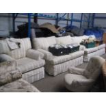 Striped lounge suite comprising 3 seater sofa, 2 seater sofa and armchair
