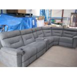 Grey upholstered corner sofa system