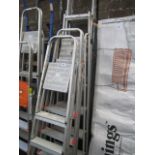 3 stepladders and extendable ladder