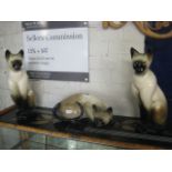 3 ceramic cats