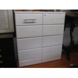 Pair of white modern 4 drawer bedsides (all handles present inside)