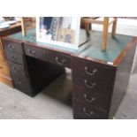 Twin pedestal office desk with 9 drawers