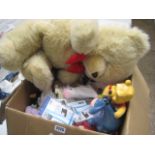 Box of various toys incl. Beanie Babies and large teddy bear