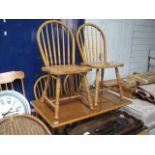 Bar style table and 4 stick back dining chairs