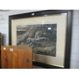 Framed and glazed print of lions