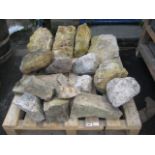 Pallet containing 16 various sized rockery rocks