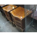 Pair of serpentine front walnut 3 drawer chests