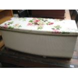 Floral upholstered Lloyd Loom style ottoman *Collector's Item: Sold in accordance with our Soft