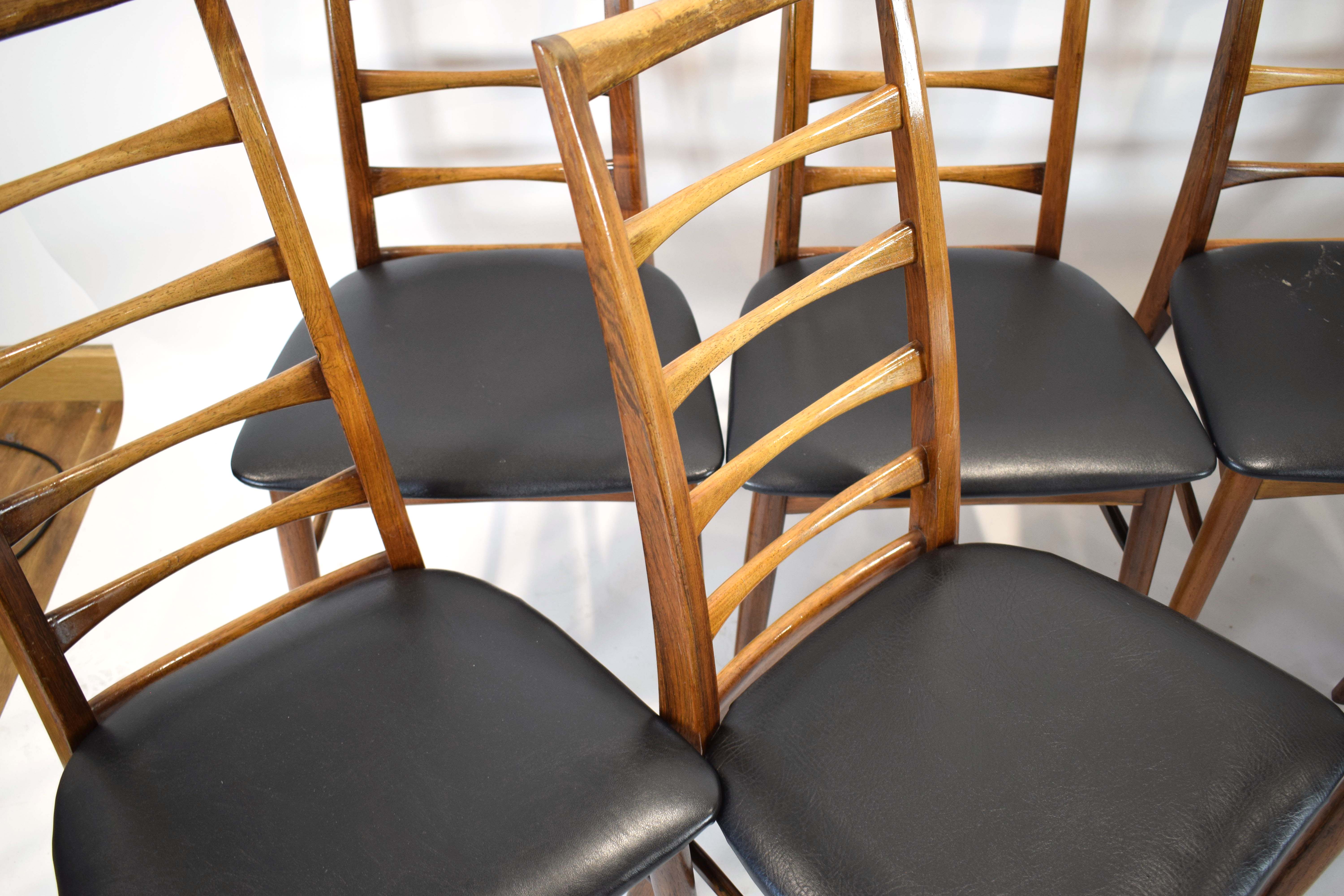 Niels Koefoed for Koefoeds Hornslet, a set of eight 1960's rosewood Lis chairs with black seats, - Image 4 of 19